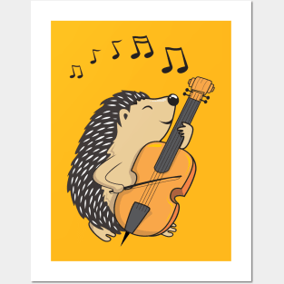 hedgehog playing cello Posters and Art